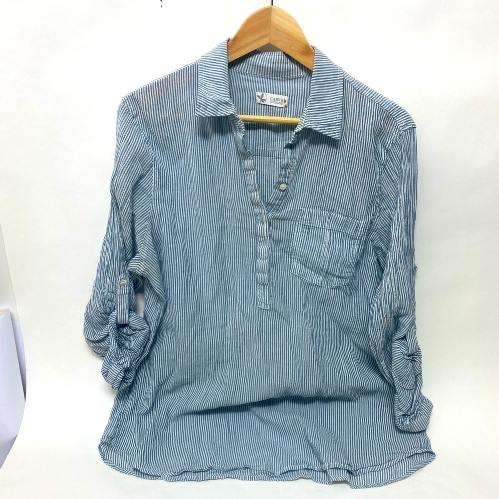 Carve Designs Sawyer Striped Popover Shirt size L